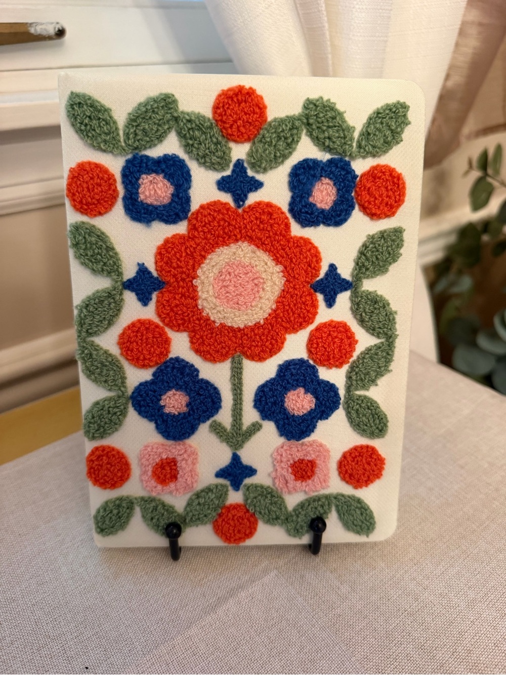 Punch Needle Floral Journal Notebook Folk Art Embroidered Cover Lined Page NWT